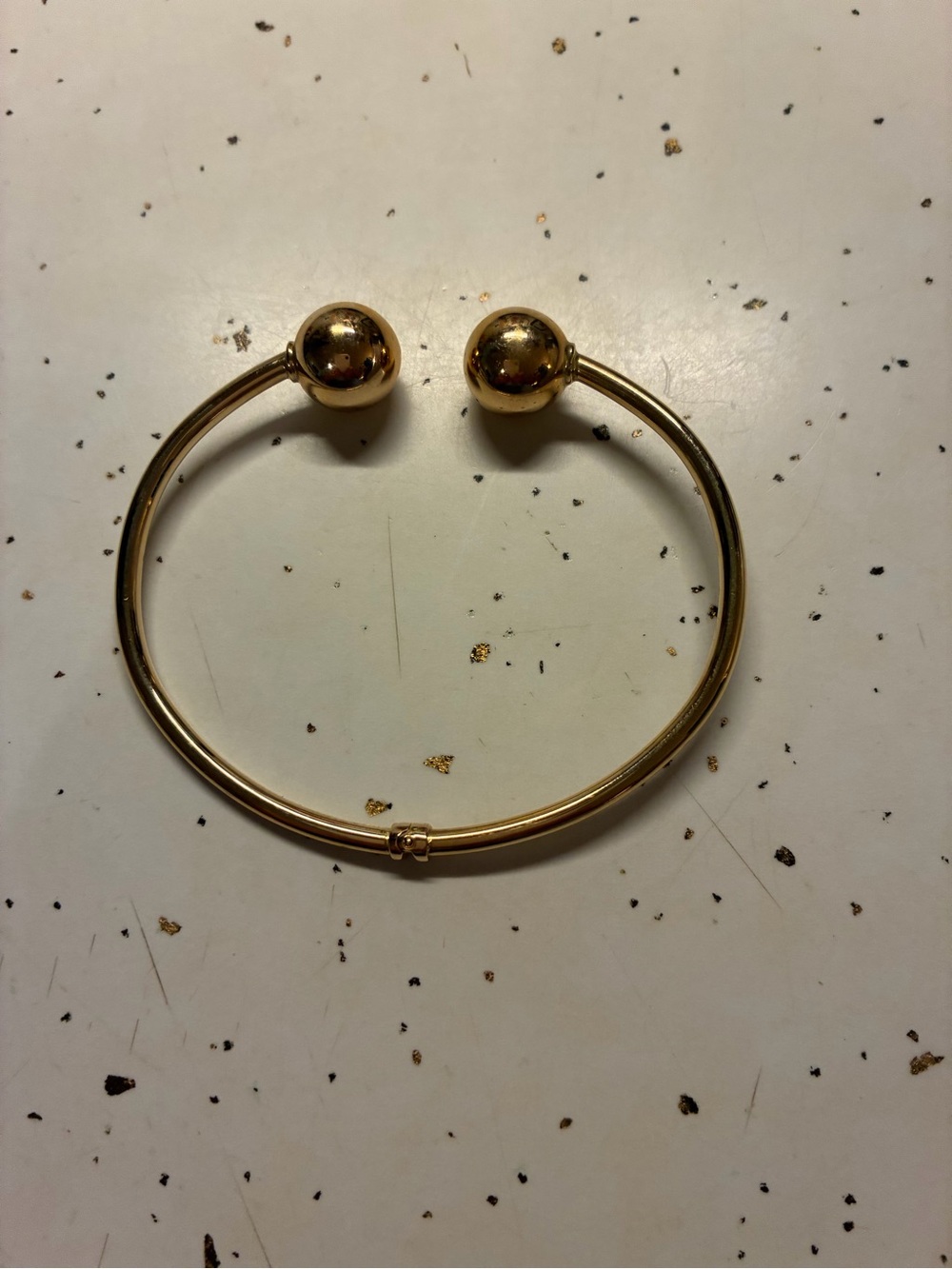 Gold Open Cuff Bracelet with Ball End Details